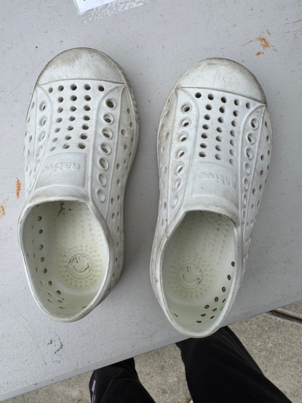 Toddler white slip on Natives